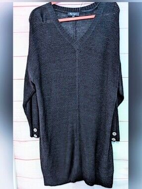 Lily Morgan V-Neck Long Knit Sweater Dress Plus Size 1X